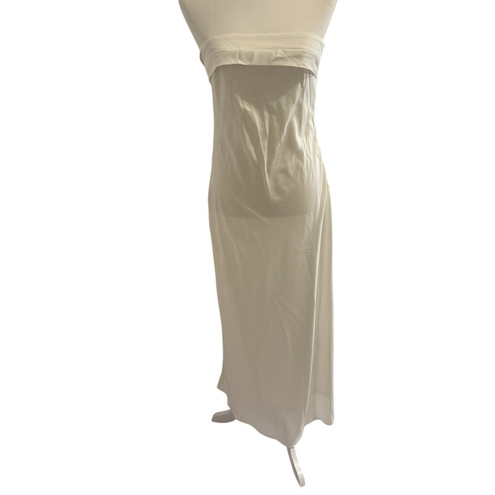 White Satin Strapless Maxi Dress - Picture 6 of 7